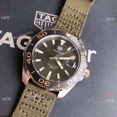 AAA Replica Tag Heuer Aquaracer 300 meters Watch Military Green Face Ceramic Bezel